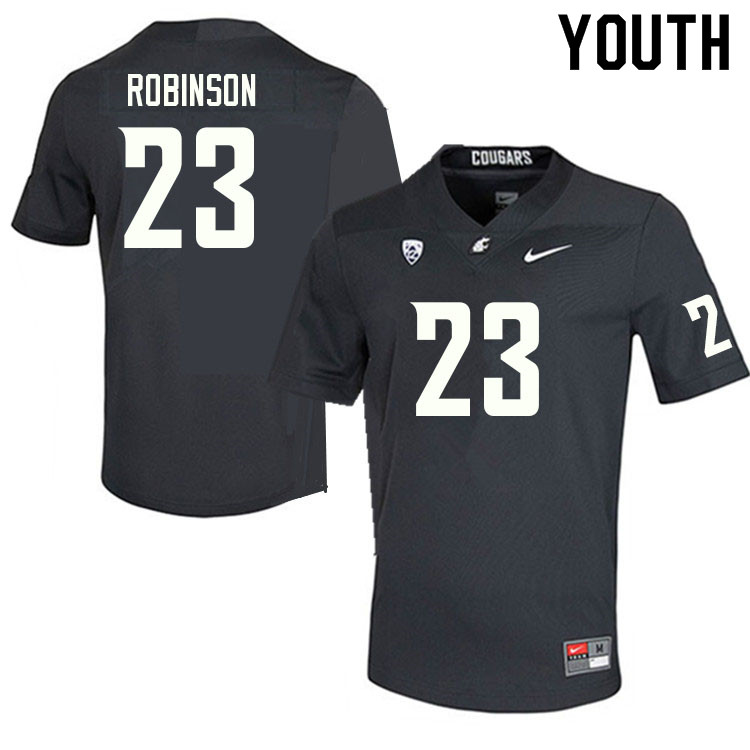 Youth #23 Javan Robinson Washington State Cougars College Football Jerseys Sale-Charcoal - Click Image to Close